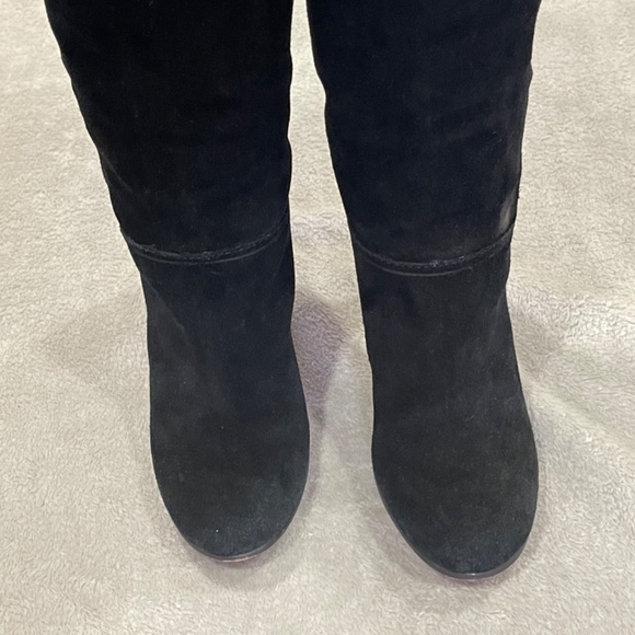 Coach Black Suede Therese Fringe Knee High Boots Size 7 - Picture 4 of 12